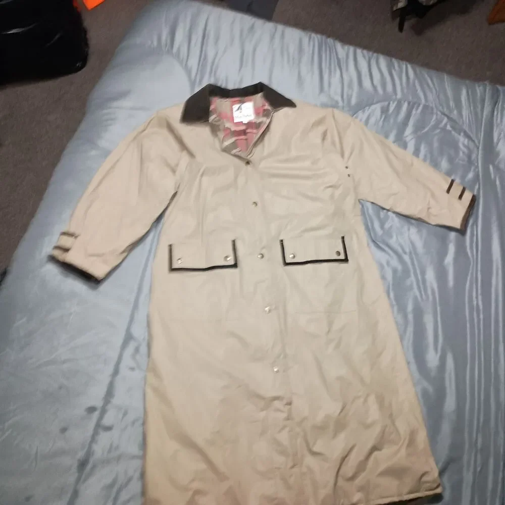 Vintage Misty Harbor Rain Jacket Trench Coat M Slicker Flannel Lining Trenchcoat